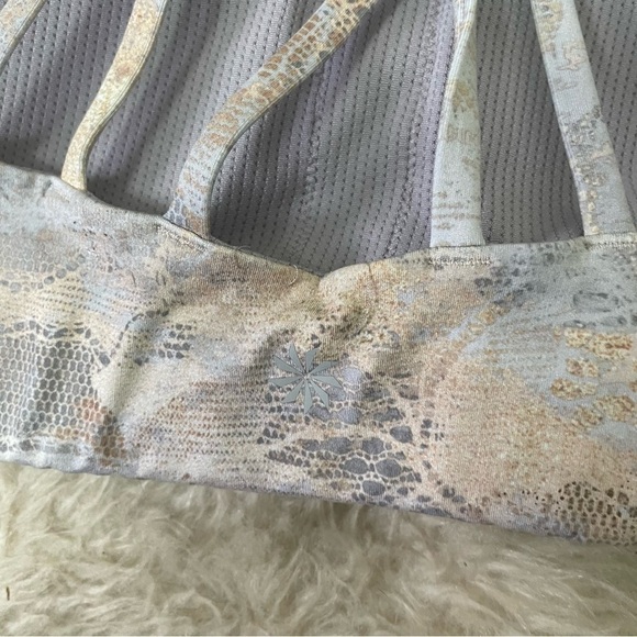 [Athleta] Multi Print Neutral Strappy Back Athletic Sports Bra - Picture 5 of 6